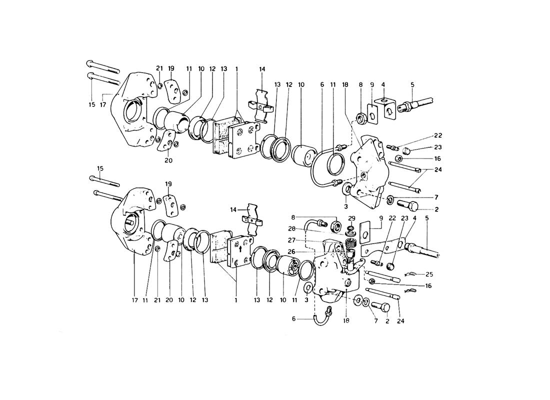 CALIPERS FOR FRONT AND REAR BRAKES AND HANDBRAKE